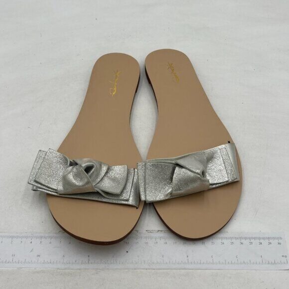 XYD Silver Cute Low Heel Bows Slippers Slide Sandals Slip On Clogs Mules Open To - Picture 2 of 7